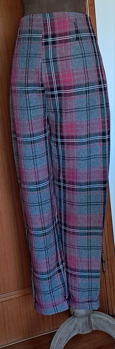 Calças Senhora Primark Xadrez Rosa/Cinzento (Tam. 34 / XS) – Novas