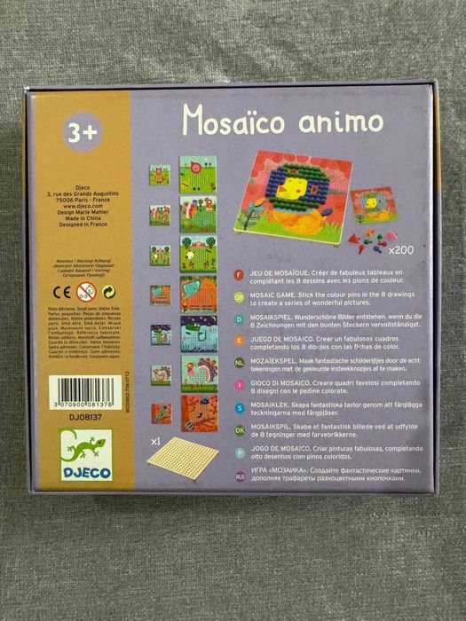 Jogo de recriar - Mosaico animais - Animais com pinos Djeco