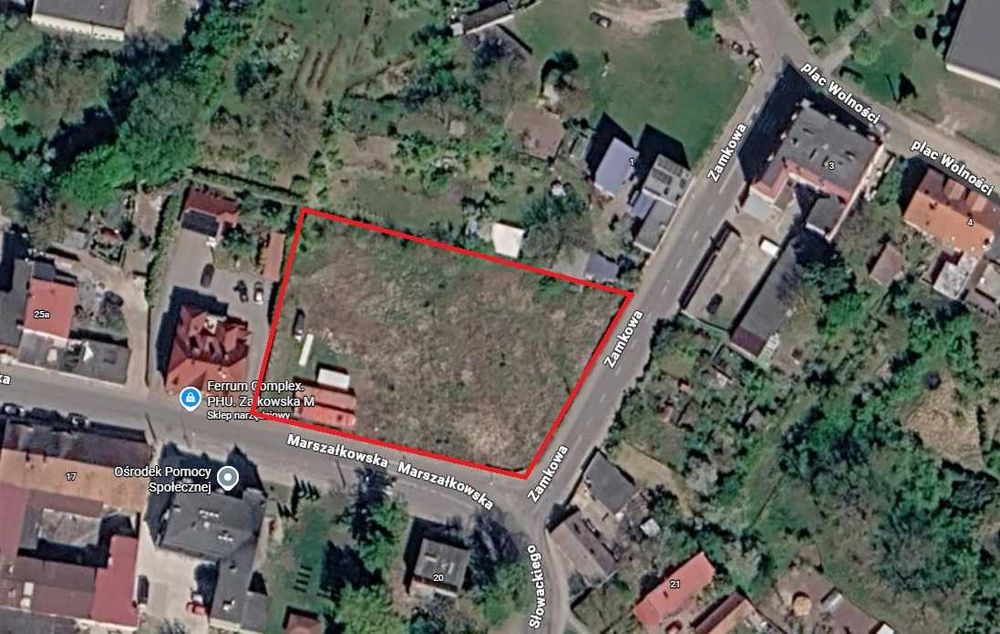 Sprzedam kompleks działek mieszkaniowo-usługowych (np.market) 0,21 ha, 66-530 Drezdenko.