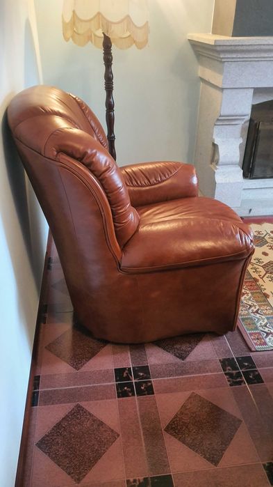 Sofas em pele cor castanho