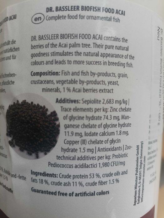 Alimento para peixe dr bassleer açai