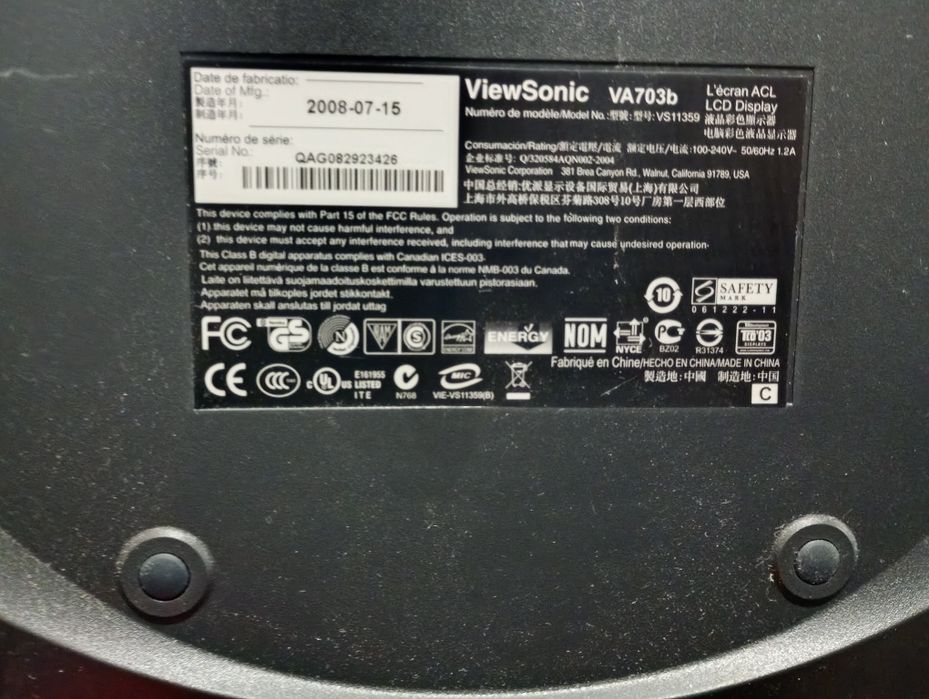 Монітор 17" ViewSonic VA703b + перехідник HDMI (робочий)