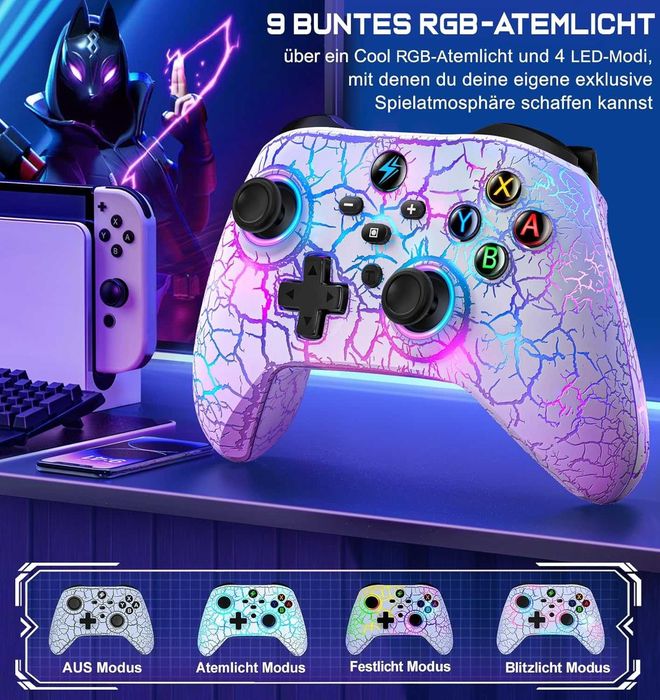 Pad bezprzewodowy kontroler z RGB do Nintendo Switch, PC