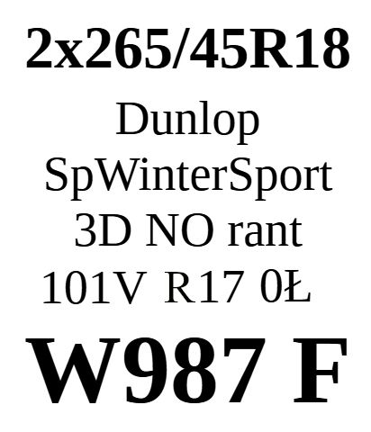 2x 265/45R18 Dunlop SpWinterSport 3D 101V 6,26mm
