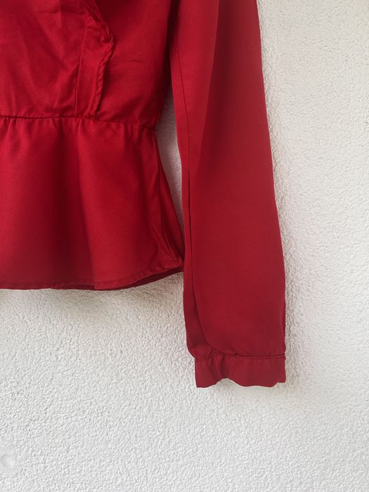 Zara czerowna bluzka z falbankami lyocell