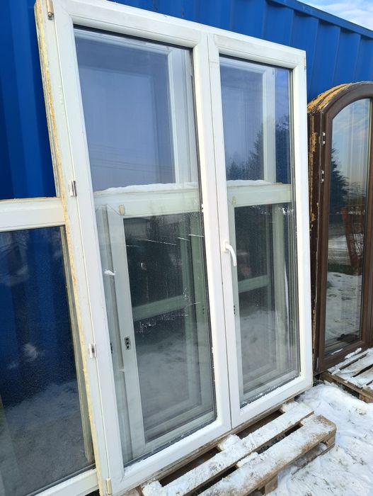 Okno 159x229 3szt tarasowe drzwi balkonowe ruchomy slupek białe