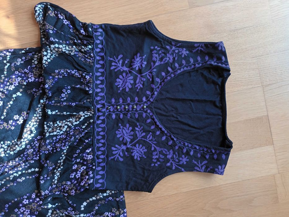 Sukienka czarna we wzory orientalne długa r. 42