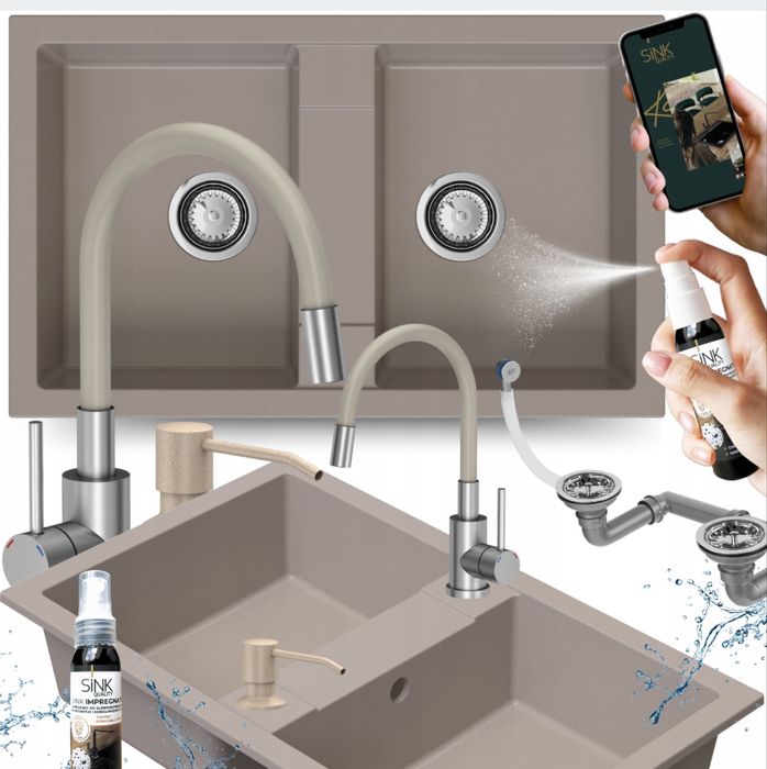 Zlew granitowy, nez dwukomorowy