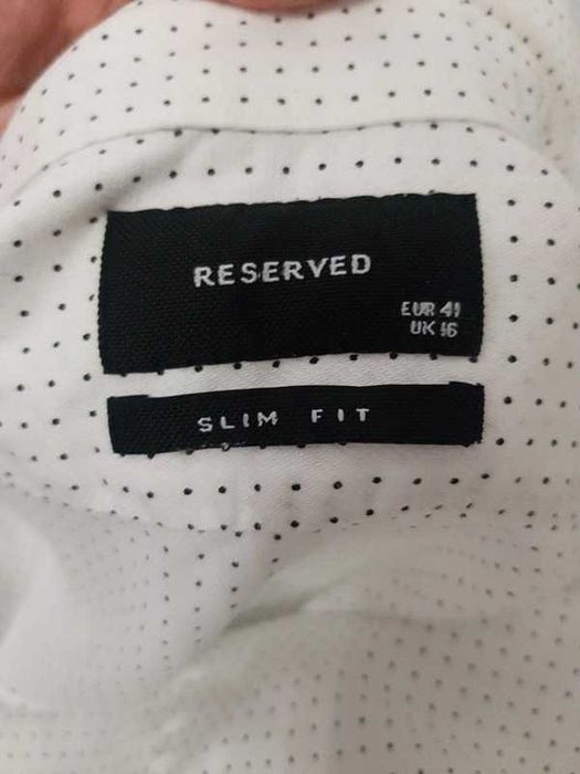 Biała koszula w kropki męska slim fit 100% bawełna