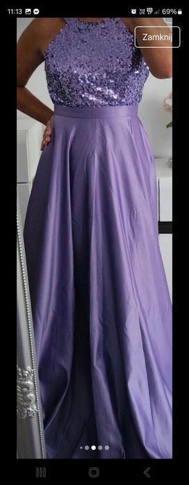 Piękna liliowa suknia wieczorowa