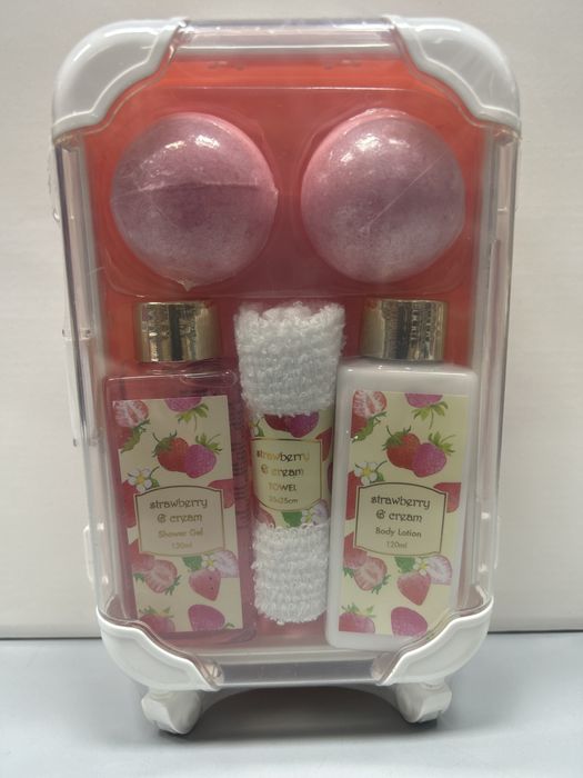 gel banho + loçao corporal+bolas sabao + toalha