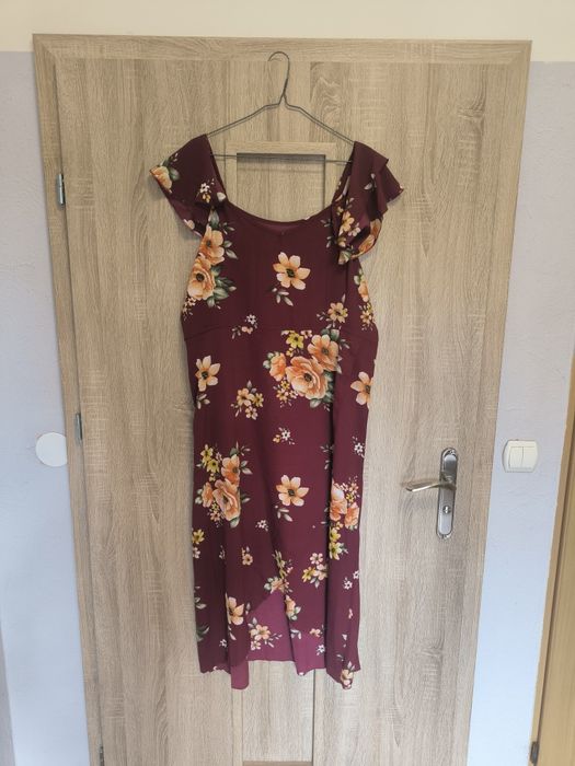Sukienka letnia damska Boho kwiaty modna pasek rozmiar XXL