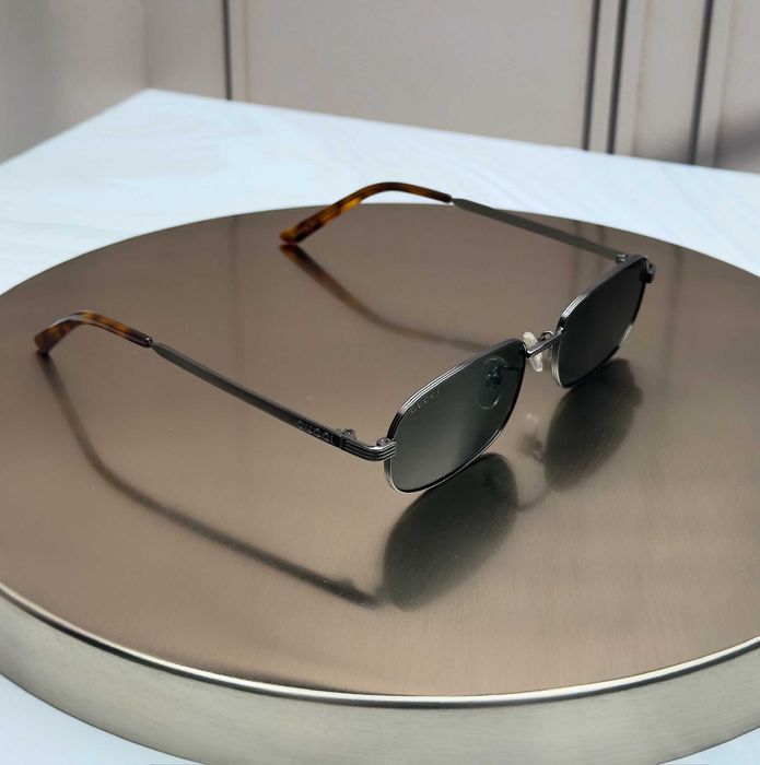 Сонцезахисні окуляри Gucci GG1457S прямокутні металеві, зелена лінза, логотип GG, унісекс, оригінал