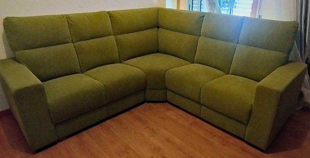 Sofá em L Desmontável em 3 Verde Pouco Usado - Como Novo