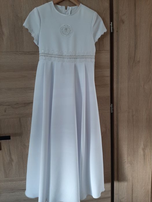 Sukienka komunia komunijna impressja na większą dziewczynkę wianek 140