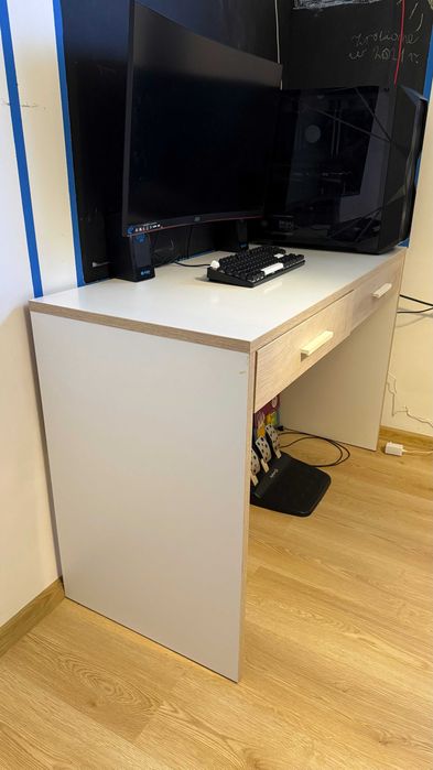 Meble białe, komoda, 2x szafka, narożnik, biurko