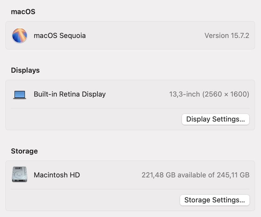 MacBook Pro 13 2020 M1 16Gb 256Gb SSD 85%