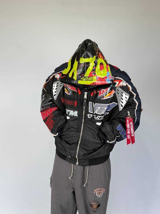 Vetements Black Navy Alpha Industries Racing Bomber бомбер куртка