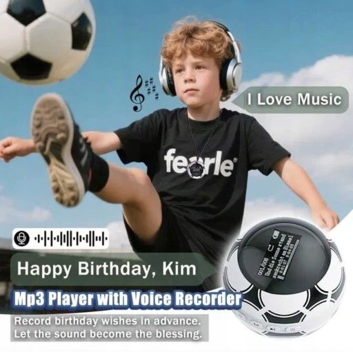 Mini odtwarzacz MP3 w kształcie piłki nożnej, 64 GB, Bluetooth 5.0