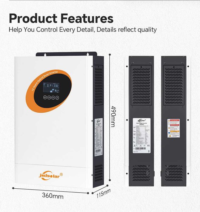 JSDSolar 4kw24V; 6.5kW; гибридный солнечный инвертор