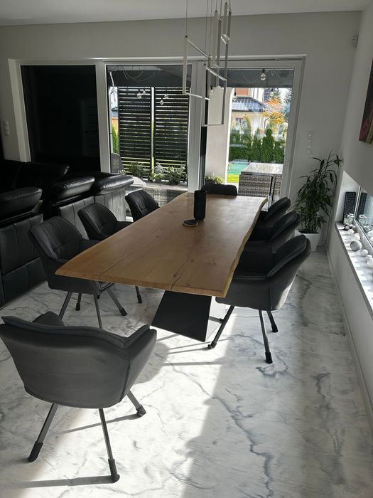 Stol Debowy Loft Design Monolit Zywica Modern Dab Lite Drewno