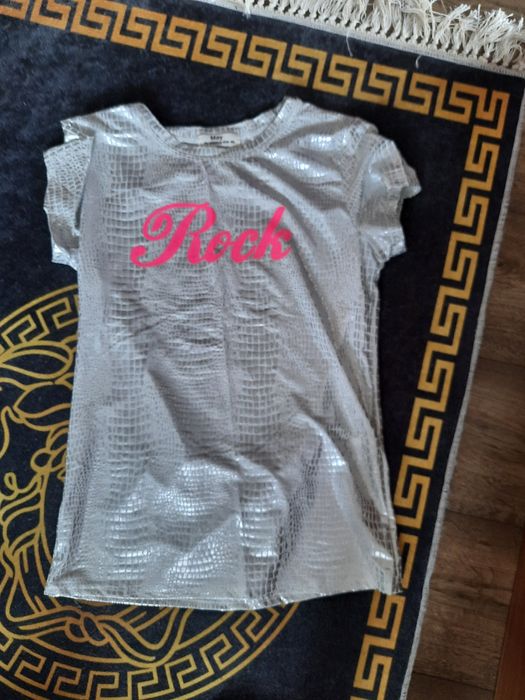 T shirt damski s/m srebrny logo neon