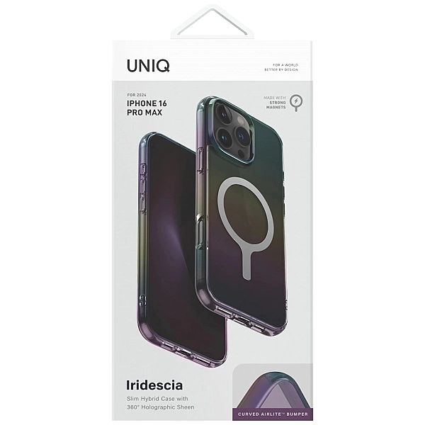 Etui UNIQ Iridescia Magclick Charging na iPhone 16 Pro Max - czarny