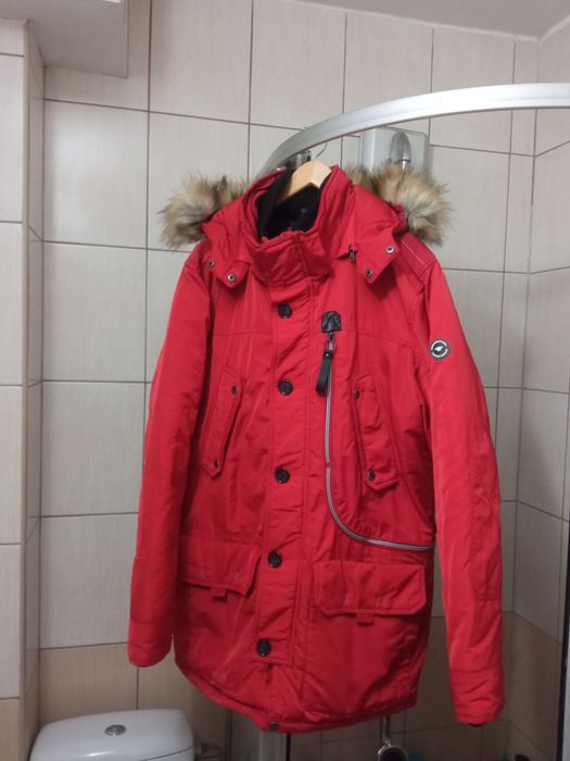 kurtka zimowa XL Tom Tailor z kapturem czerwona  bluza jacket zasuwana