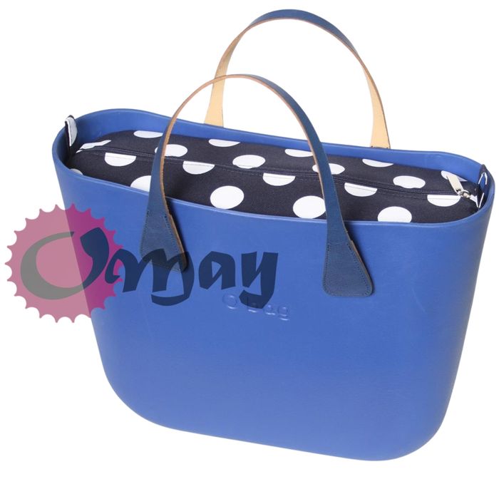 Granatowy organizer do OBAG MINI grochy kropki białe 2 kieszenie OMAY