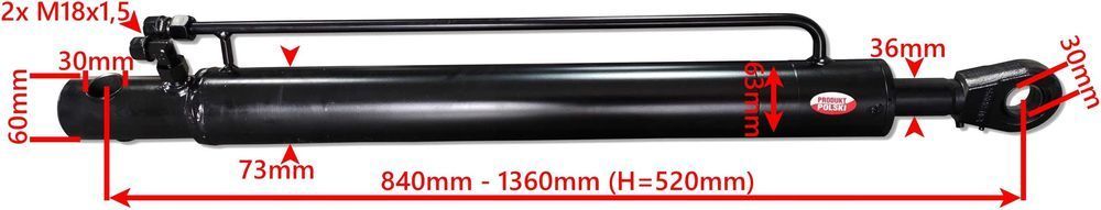SIŁOWNIK hydrauliczny CHWYTAKA BEL 63x36 SKOK 520 [1695]