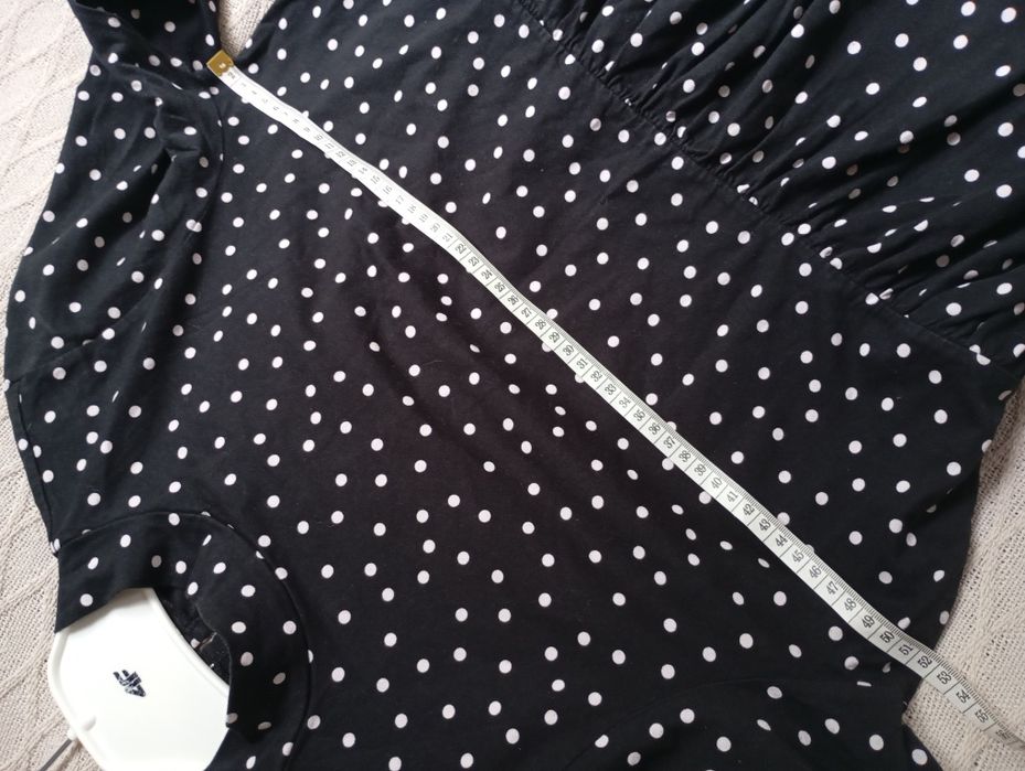 ASOS 42r długa czarna elegancka sukienka w groszki maxi bawełniana