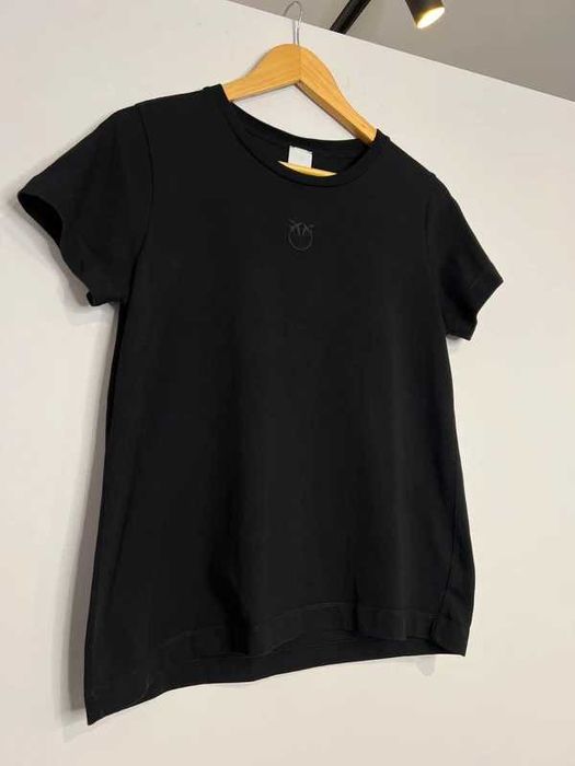 Pinko czarny t-shirt z haftowanym logo rozmiar S jak nowy