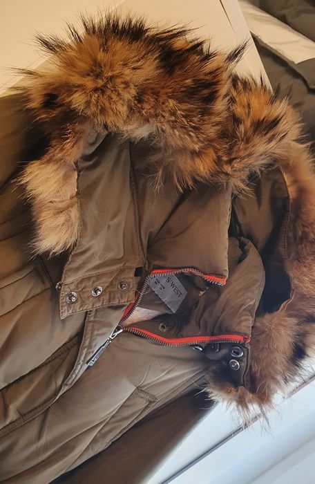 Kurtka khaki z naturalnym futerkiem