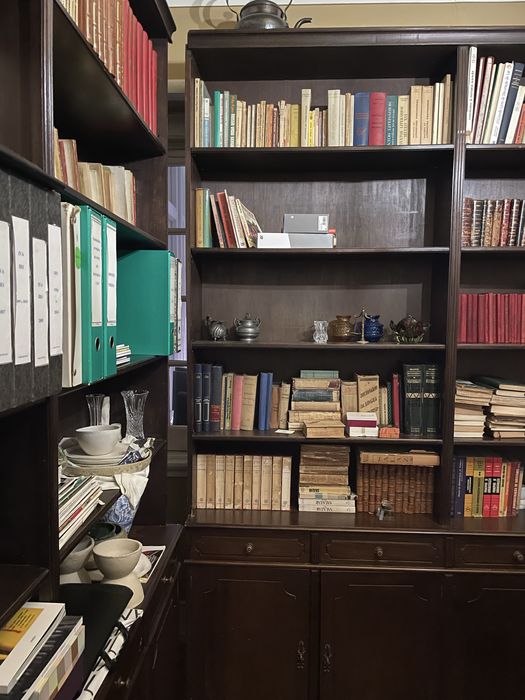 Estantes em madeira maciça com gavetas e portas