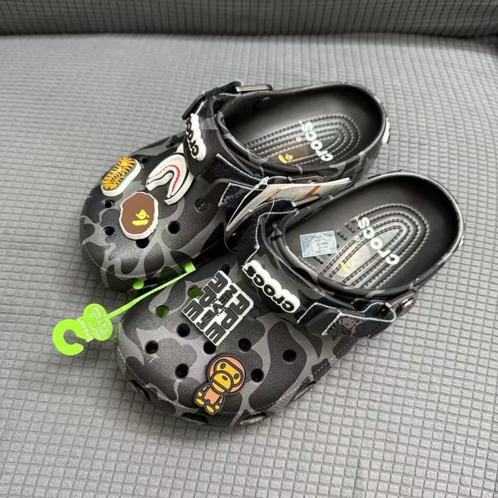 Кросы маквин с бирками Crocs бейп bape камфляж Крокси тапки крокси  Clog Lightning  40 розмір
