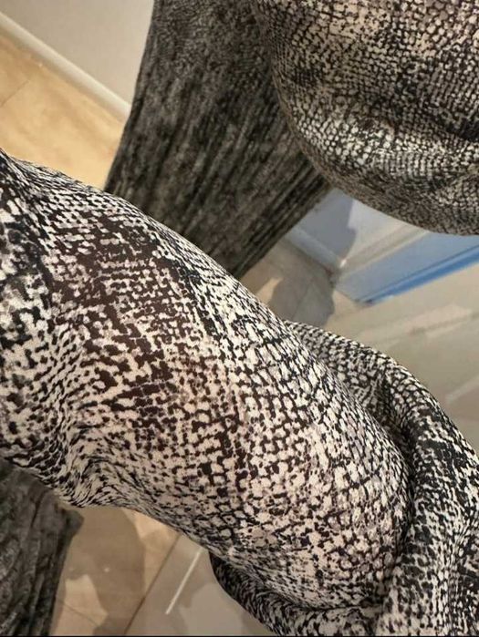 Mango długa sukienka oversize skóra węża wężowy print Boho M/L