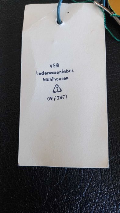 Biglowa skórzana teczka męska, vintage, NRD 1977