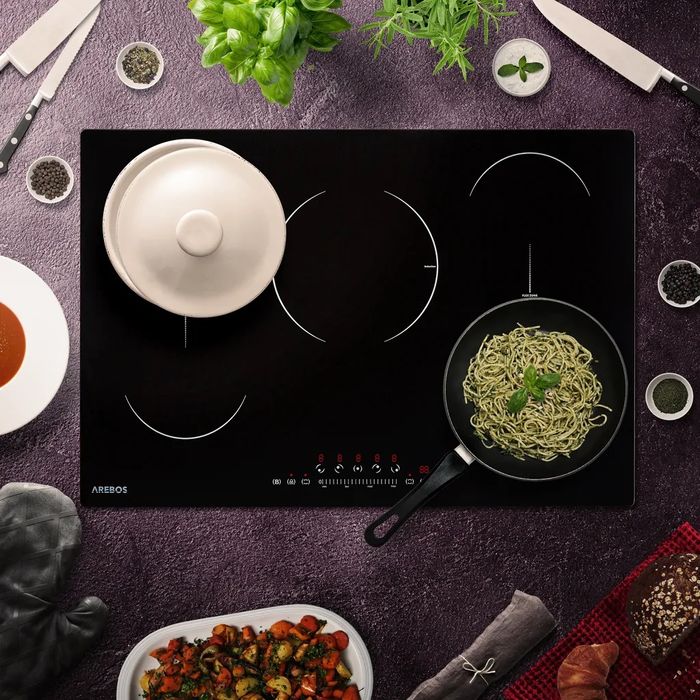 Płyta indukcyjna AREBOS 77 cm | 9800 W, 5 stref, Flex, Timer & Sensor