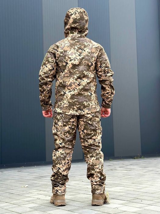 Тактичний костюм SoftShell на флісі піксель