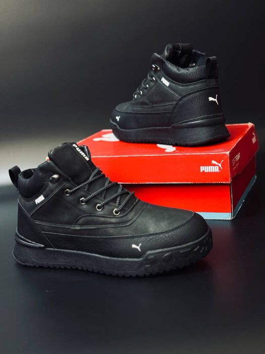 Натуральна овчина!Чоловічі зимові чоботи чорні пума мужские ботинки