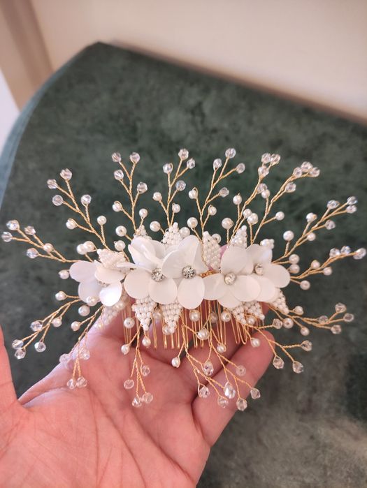 Gancho Toucado Travessa Noiva Flores