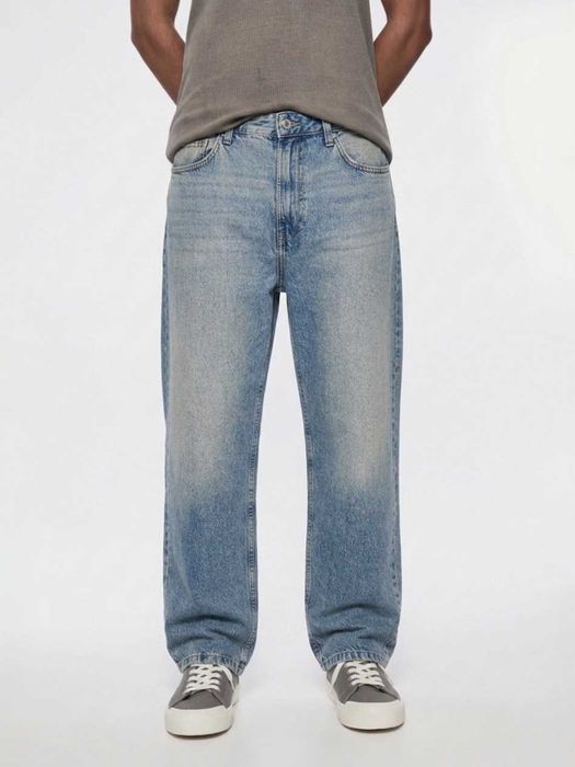 Джинси BERSHKA Baggy Fit Чоловічі Широкі Мішкуваті Сині На Осінь Нові