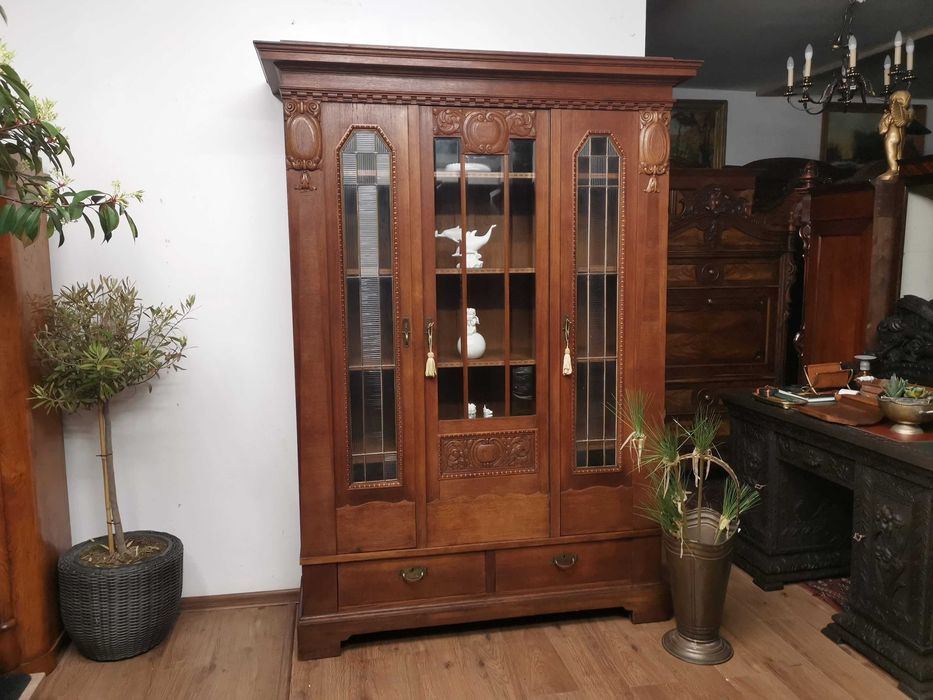 Dębowa biblioteczka witryna  antyk 889/2026