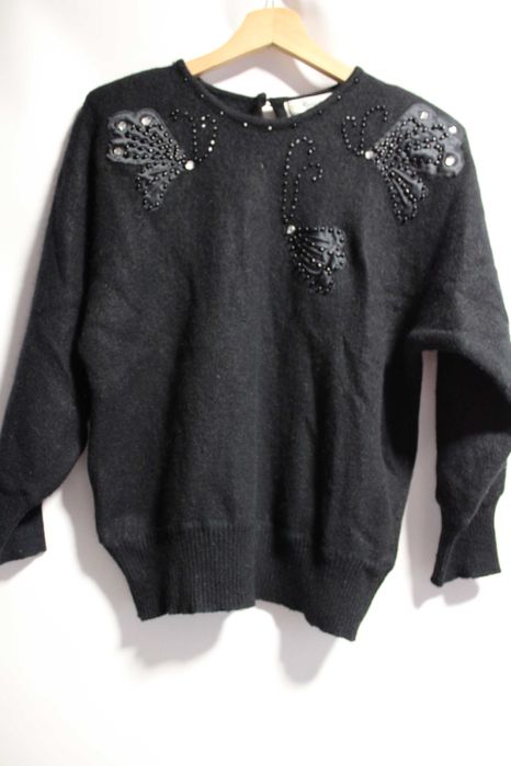 Czarny sweter z wyszyciem Colombo Coriana fashion