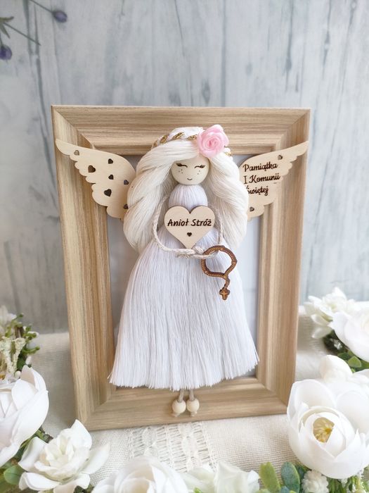 Pamiątka Pierwszej Komunii Świętej Anioł Stróż w ramce