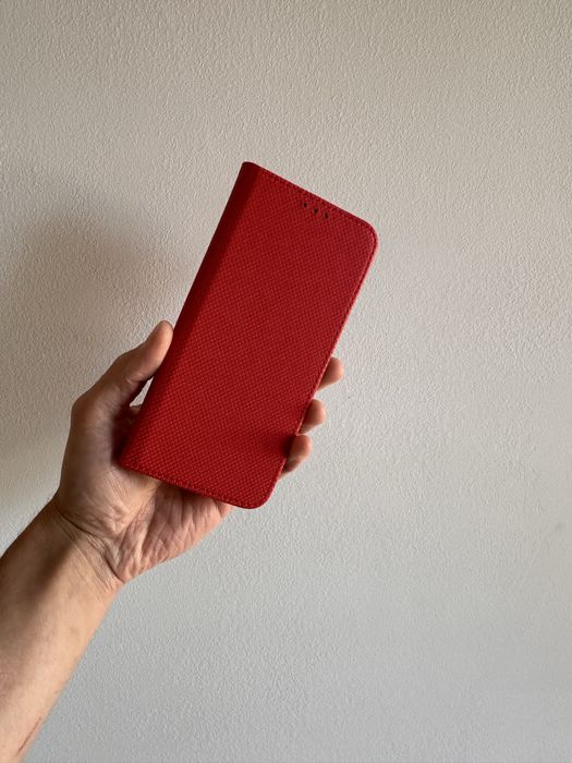 Etui Zamykane czerwone + SZKŁO cały ekran do OPPO RENO 13F 5G/ 13FS 5G