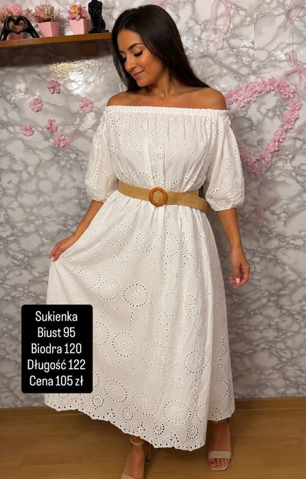 Przepiekna biala dluga sukienka biust 95/100