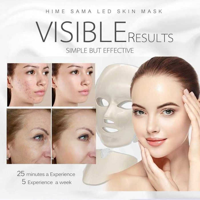 7 cores luz led máscara facial com pescoço tratamento cuidados faciais