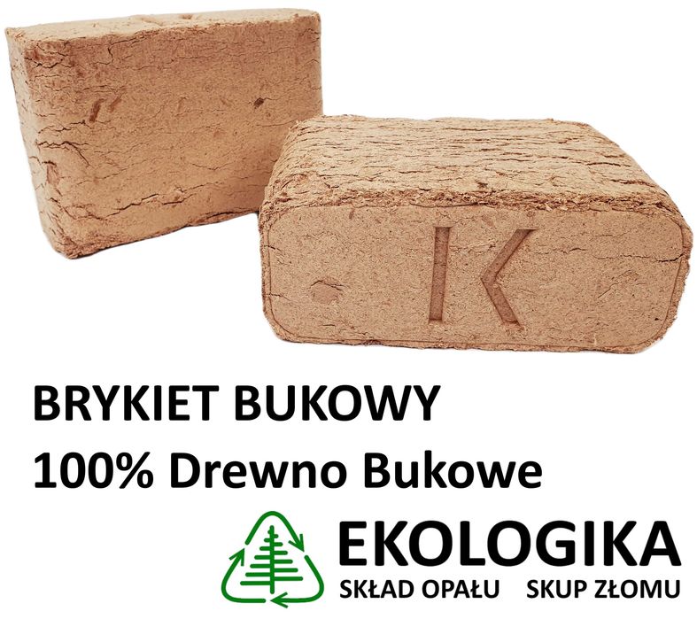 Brykiet BUKOWY 12kostek - 10kg RUF 100% drewno bukowe Krapkowice