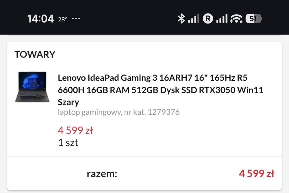 Lenovo IdeaPad Gaming 3 16ARH7 na cześci